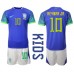 Brasilia Neymar Jr #10 Kopio Lastenvaatteet Vieras Pelipaita Lasten MM-kisat 2022 Lyhyet Hihat (+ shortsit)